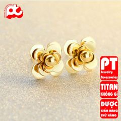 Bông tai titan nữ hoa trà không gỉ cao cấp thời trang trangsucpt 400714
