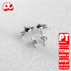 Bông tai titan nữ hoa trà không gỉ cao cấp thời trang trangsucpt 400714