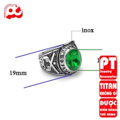 Nhẫn nam titan cao cấp thời trang nhẫn mỹ inox thép không gỉ trangsucpt đá xanh lá nhẫn PTNNA04 400717