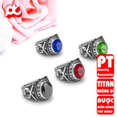 Nhẫn nam titan cao cấp thời trang nhẫn mỹ inox thép không gỉ trangsucpt đá xanh lá nhẫn PTNNA04 400717