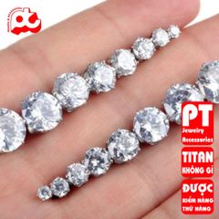 Bông tai inox nam 1 cặp đá tròn trắng  bấm lỗ tai trangsucpt 3mm 4mm 5mm 6mm 7mm PTBTNA22 400744