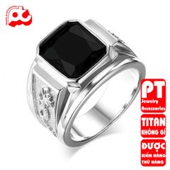 Nhẫn titan thép không gỉ nam inox cao cấp thời trang PT Jewelry & Accessories đá xanh dương PTNNA250 400782