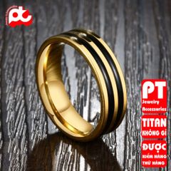 Nhẫn titan cao cấp thời trang 2 sọc đen bảng 6mm nam inox không gỉ PT Jewelry & Accessories PTNNA13 400830