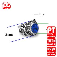 Nhẫn nam inox cao cấp thời trang nhẫn mỹ titan thép không gỉ trangsucpt đá xanh dương nhẫn PTNNA03 400852