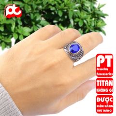 Nhẫn nam inox cao cấp thời trang nhẫn mỹ titan thép không gỉ trangsucpt đá xanh dương nhẫn PTNNA03 400852
