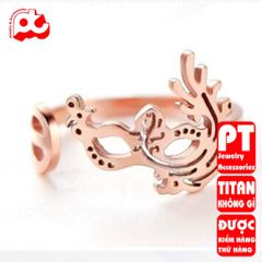 Nhẫn titan nữ freesize mặt nạ cách điệu cao cấp thép không gỉ titanium trangsucpt PTNNUT49 400856