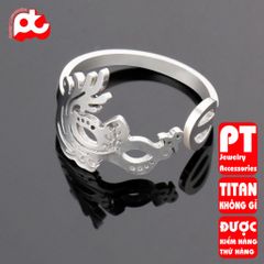 Nhẫn titan nữ freesize mặt nạ cách điệu cao cấp thép không gỉ titanium trangsucpt PTNNUT49 400856