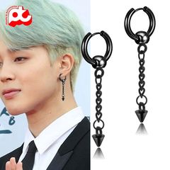 Bông tai nam inox cao cấp 1 chiếc kpop tòn ten phụ kiện bấm lỗ tai trangsucpt PTBTNA16 400867