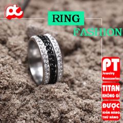 Nhẫn nam inox  cao cấp thời trang lồng xích 2 bên đính đá titan PT Jewelry & Accessories PTNNA12 400874