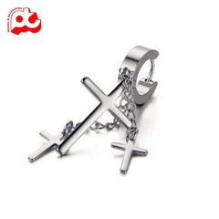 Bông tai inox nam cao cấp thép 1 chiếc tòn ten thánh giá bấm lỗ tai trangsucpt PTBTNA23 400880