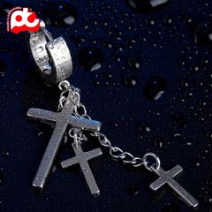 Bông tai inox nam cao cấp thép 1 chiếc tòn ten thánh giá bấm lỗ tai trangsucpt PTBTNA23 400880