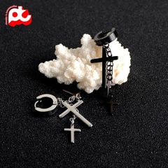 Bông tai inox nam cao cấp thép 1 chiếc tòn ten thánh giá bấm lỗ tai trangsucpt PTBTNA23 400880