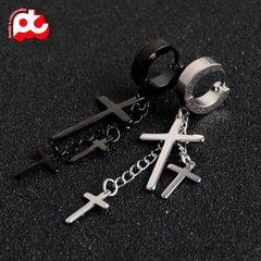 Bông tai inox nam cao cấp thép 1 chiếc tòn ten thánh giá bấm lỗ tai trangsucpt PTBTNA23 400880