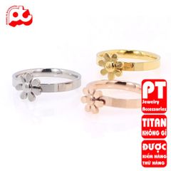 Nhẫn titan nữ hoa cúc 7 cánh cách điệu cao cấp thép không gỉ titanium trangsucpt 400883