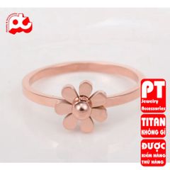 Nhẫn titan nữ hoa cúc 7 cánh cách điệu cao cấp thép không gỉ titanium trangsucpt 400883