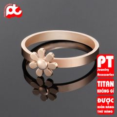 Nhẫn titan nữ hoa cúc 7 cánh cách điệu cao cấp thép không gỉ titanium trangsucpt 400883