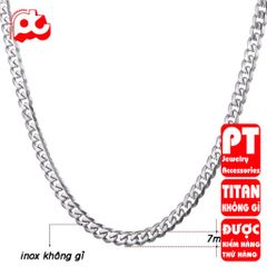 Dây chuyền nam thời trang rẻ titan thép không gỉ lặc xéo PT Jewelry & Accessories 7mm PTDCNA157 400885