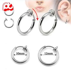 Bông tai nam inox cao cấp 1 chiếc kpop khoen tròn không bấm lỗ tai PT Jewelry & Accessories PTBTNA15 400901