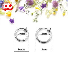 Bông tai nam inox cao cấp 1 chiếc kpop khoen tròn không bấm lỗ tai PT Jewelry & Accessories PTBTNA15 400901