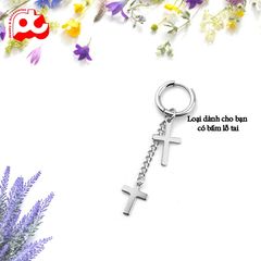 Bông tai nam inox 1 chiếc kpop tòn ten hình thánh giá bấm lỗ tai PT Jewelry & Accessories PTBTNA32 400916