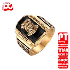 Nhẫn nam titan cao cấp thời trang inox thép không gỉ sư tử 1973 trangsucpt đá đen màu PTNNA217 400953
