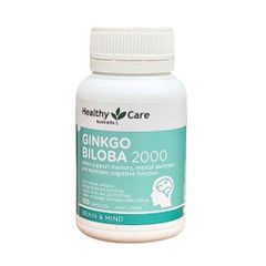 Viên Uống Bổ Não Healthy Care Ginkgo Biloba 2000mg - Tăng Cường Tuần Hoàn Máu Não, Cải Thiện Trí Nhớ, Giảm Stress, 100 Viên Úc