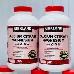 Viên uống Canxi Citrate + Magie + Zinc Kẽm Kirkland 500 Viên - Bổ Sung Dinh Dưỡng Cho Sức Khỏe Xương Khớp Chắc Khỏe