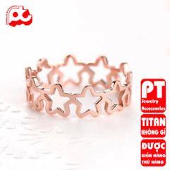 Nhẫn titan nữ ngôi sao 5 cánh cách điệu cao cấp thép không gỉ titanium trangsucpt 401252