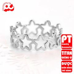 Nhẫn titan nữ ngôi sao 5 cánh cách điệu cao cấp thép không gỉ titanium trangsucpt 401252
