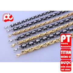 Lắc tay nam cao cấp sang trọng titan inox thép không gỉ ziczac vuông trangsucpt 9mm PTLTNA78 401270