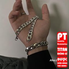 Vòng tay dây xích phong cách Punk Hip Hop 7mm thời trang Hàn Quốc cho nam 401279
