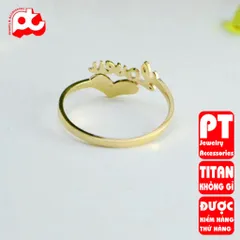 Nhẫn titan nữ freesize chữ Love cách điệu tim cao cấp thép không gỉ titanium trangsucpt 401287