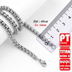 Dây chuyền dây xích nam titan cao cấp thép không gỉ bông dừa khít trangsucpt 4mm PTDCNA48 401332