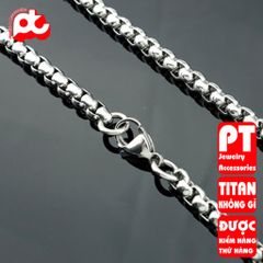 Dây chuyền dây xích nam titan cao cấp thép không gỉ bông dừa khít trangsucpt 4mm PTDCNA48 401332