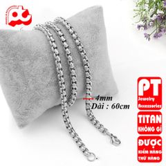 Dây chuyền dây xích nam titan cao cấp thép không gỉ bông dừa khít trangsucpt 4mm PTDCNA48 401332