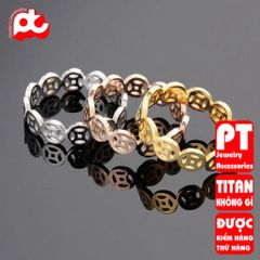 Nhẫn titan nữ đồng tiền cổ cách điệu cao cấp thép không gỉ titanium trangsucpt 401343