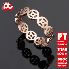 Nhẫn titan nữ đồng tiền cổ cách điệu cao cấp thép không gỉ titanium trangsucpt 401343