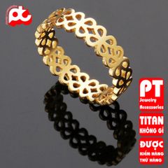 Nhẫn titan nữ cỏ 4 lá rỗng cách điệu cao cấp thép không gỉ titanium 401348