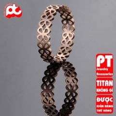 Nhẫn titan nữ cỏ 4 lá rỗng cách điệu cao cấp thép không gỉ titanium 401348