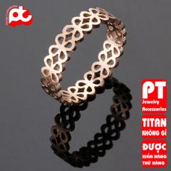 Nhẫn titan nữ cỏ 4 lá rỗng cách điệu cao cấp thép không gỉ titanium 401348
