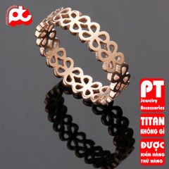 Nhẫn titan nữ cỏ 4 lá rỗng cách điệu cao cấp thép không gỉ titanium 401348