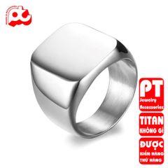Nhẫn titan thép không gỉ nam inox cao cấp thời trang mặt trơn vuông to trangsucpt PTNNA23 401363