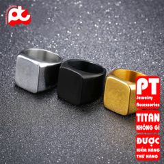 Nhẫn titan thép không gỉ nam inox cao cấp thời trang mặt trơn vuông to trangsucpt PTNNA23 401363