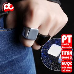 Nhẫn titan thép không gỉ nam inox cao cấp thời trang mặt trơn vuông to trangsucpt PTNNA23 401363