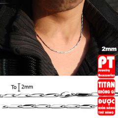 Dây chuyền nam inox cao cấp sang trọng thép không gỉ hỏa tiển trơn trangsucpt 2mm PTDCNA12 401367