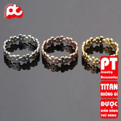 Nhẫn titan nữ cỏ 5 lá đặc cách điệu cao cấp thép không gỉ titanium PT Jewelry & Accessories 401370