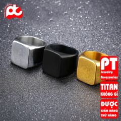 Nhẫn nam titan thời trang mặt trơn vuông to inox cao cấp thép không gỉ trangsucpt màu PTNNA24 401372