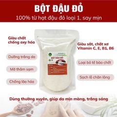 Bột Đậu Đỏ Nguyên Chất 100g - Dưỡng Sáng Mịn Da Tự Nhiên, Trẻ Hóa Da, Làm Mờ Vết Thâm, Tắm Body, Đắp Mặt An Toàn