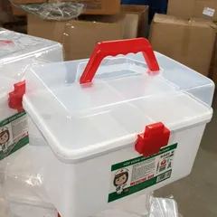 Hộp đựng thuốc y tế đa năng - Hộp sắp xếp thuốc gia đình di động an toàn, tiện lợi, chất liệu nhựa trong suốt 26x17x19cm