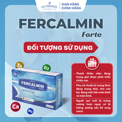 Fercalmin Forte - Viên uống bổ sung Canxi, Vitamin D & Khoáng chất cho phụ nữ mang thai, thanh thiếu niên phát triển chiều cao - 30 viên